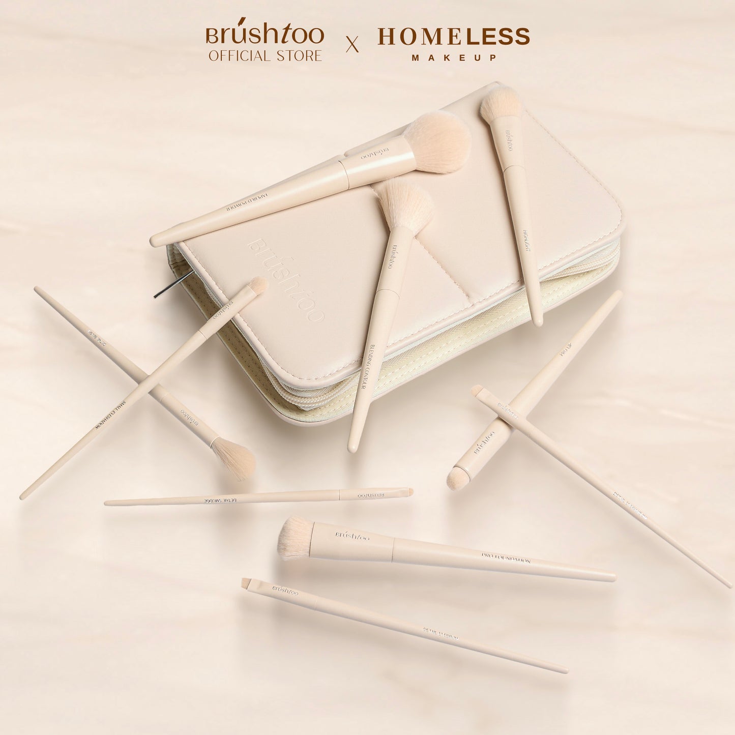 ชุดแปรงแต่งหน้า 10 ชิ้น(แถมฟรีน้ำยาล้างแปรง) Pro Eazy Brush Set BrushToo x HomelessMakeup