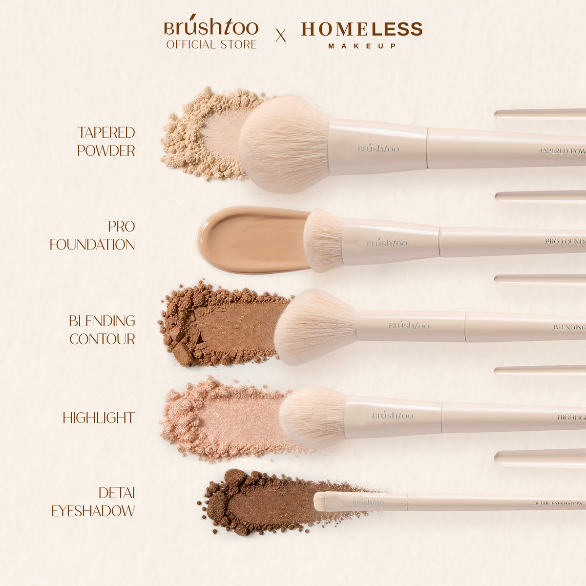 ชุดแปรงแต่งหน้า 10 ชิ้น(แถมฟรีน้ำยาล้างแปรง) Pro Eazy Brush Set BrushToo x HomelessMakeup