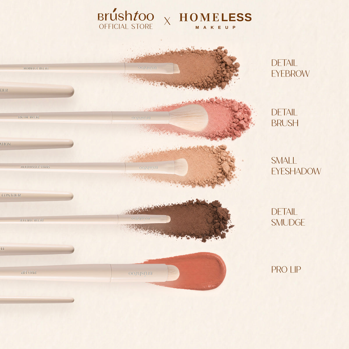 ชุดแปรงแต่งหน้า 10 ชิ้น(แถมฟรีน้ำยาล้างแปรง) Pro Eazy Brush Set BrushToo x HomelessMakeup
