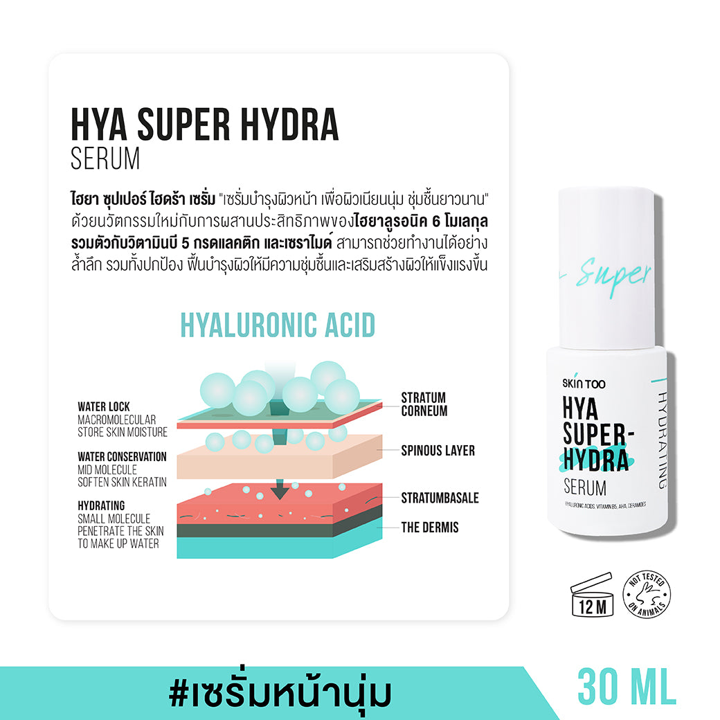 (เซ็ตเติมความชุ่มชื้น 2 ขวด) SKINTOO HYA SUPER HYDRA SERUM